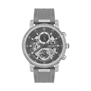 Beverly Hills Polo Club Men's Watch, Analog, Silver Dial, Grey Rubber Strap, BP3555X.075