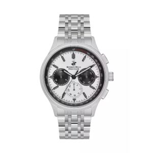 Beverly Hills Polo Club Men's Watch, Analog, Silver Dial, Silver Stainless Steel Strap, BP3556X.330