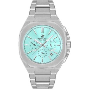 Beverly Hills Polo Club Men's Watch, Analog, Tiffany Blue Dial, Silver Stainless Steel Strap, BP3210X.300