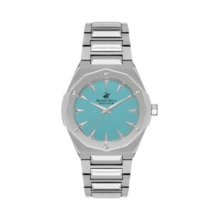 Beverly Hills Polo Club Men's Watch, Analog, Tiffany Blue Dial, Silver Stainless Steel Strap, BP3554X.300