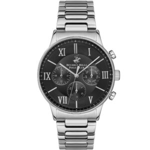 Beverly Hills Polo Club Men's Watch, Black Dial & Silver Stainless Steel Strap, BP3314X.350