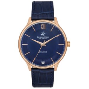 Beverly Hills Polo Club Men's Watch, Blue Dial & Blue Leather Strap, BP3308X.499