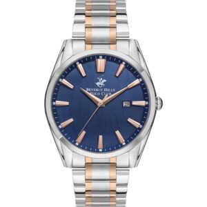 Beverly Hills Polo Club Men's Watch, Blue Dial & Two Tone Stainless Steel Strap, BP3356X.590