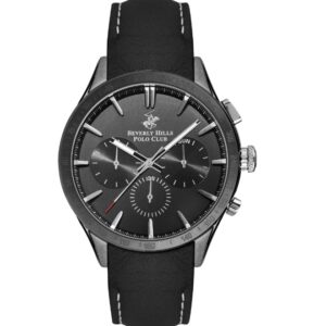 Beverly Hills Polo Club Men's Watch, Clark, Multifunction, Black Leather Strap, Black Dial, BP3251X.651