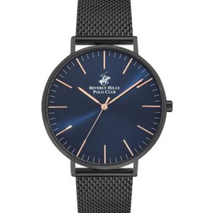 Beverly Hills Polo Club Men's Watch, Navy Blue Dial & Black Stainless Steel Strap, BP3130X.090