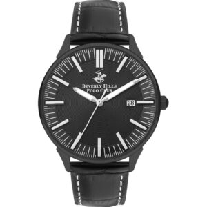 Beverly Hills Polo Club Men's watch, Black Dial, Black Leather Strap Wrist Watch, BP3342X.651