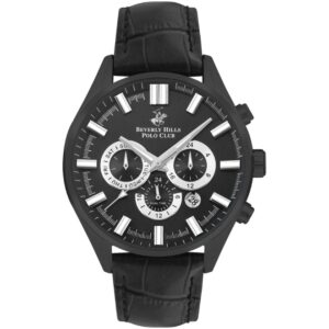 Beverly Hills Polo Club Men's watch, Black Dial, Black Leather Strap, Wrist Watch,BP3504X.351