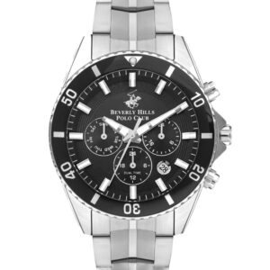 Beverly Hills Polo Club Men's watch, Black Dial, Silver Stainless Steel Strap, Wrist Watch,BP3500X.350