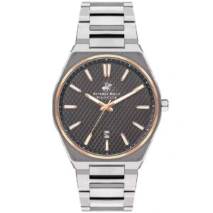 Beverly Hills Polo Club Men's watch, Black Dial, Silver Stainless Steel Strap, Wrist Watch,BP3503X.560