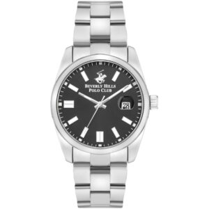 Beverly Hills Polo Club Men's watch, Black Dial, Two Tone Stainless Steel Metal Strap Wrist Watch,BP3373X.250