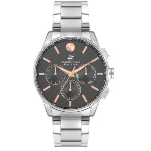 Beverly Hills Polo Club Men's watch, Black Dial,Silver Stainless Steel Strap, Wrist Watch,BP3396X.360