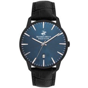 Beverly Hills Polo Club Men's watch, Blue Dial, Black Leather Strap, Wrist Watch,BP3393X.691