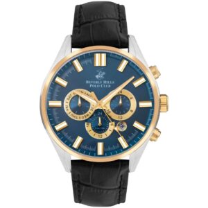 Beverly Hills Polo Club Men's watch, Blue Dial, Black Leather Strap, Wrist Watch,BP3504X.201