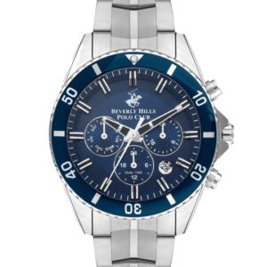 Beverly Hills Polo Club Men's watch, Blue Dial, Silver Stainless Steel Strap, Wrist Watch,BP3500X.390