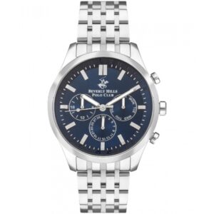 Beverly Hills Polo Club Men's watch, Blue Dial,Silver Stainless Steel Strap, Wrist Watch,BP3397X.390