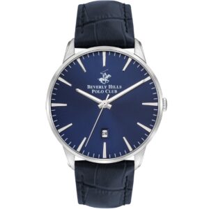 Beverly Hills Polo Club Men's watch, Dark Blue Dial, Black Leather Strap, Wrist Watch,BP3393X.399