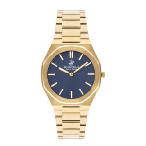 Beverly Hills Polo Club Men's watch, Dark Blue Dial, Gold Stainless Steel Metal Strap Wrist Watch,BP3374X.190