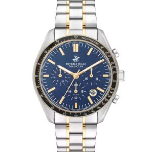 Beverly Hills Polo Club Men's watch, Dark Blue Dial, Stainless Steel Metal Strap Wrist Watch,BP3372X.290