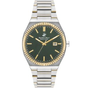 Beverly Hills Polo Club Men's watch, Green Dial, Two Tone Stainless Steel Strap, Wrist Watch,BP3405X.270