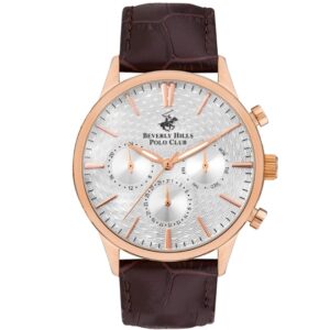 Beverly Hills Polo Club Men's watch, Silver Dial, Brown Leather Strap Wrist Watch,BP3368X.432