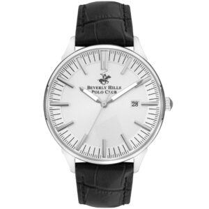 Beverly Hills Polo Club Men's watch, White Dial, Black Leather Strap Wrist Watch, BP3342X.331