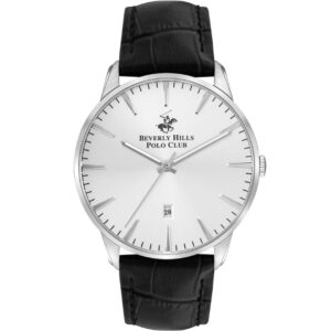 Beverly Hills Polo Club Men's watch, White Dial, Black Leather Strap, Wrist Watch,BP3393X.331