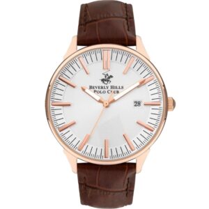 Beverly Hills Polo Club Men's watch, White Dial, Brown Leather Strap Wrist Watch, BP3342X.432