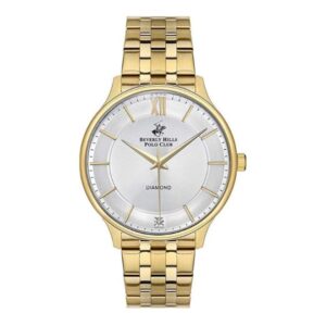 Beverly Hills Polo Club Men's watch, White Dial, Gold Metal Strap, Wrist Watch,BP3307X.150