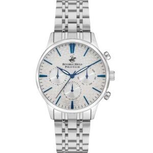 Beverly Hills Polo Club Men's watch, White Dial, Stainless Steel Metal Strap Wrist Watch, BP3367X.330