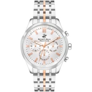 Beverly Hills Polo Club Men's watch, White Dial,Silver Stainless Steel Strap, Wrist Watch,BP3397X.530