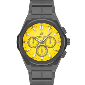 Beverly Hills Polo Club Men's watch, Yellow Dial, Grey Stainless Steel Strap, Wrist Watch,BP3406X.080