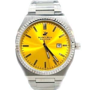 Beverly Hills Polo Club Men's watch, Yellow Dial, Silver Stainless Steel Strap, Wrist Watch,BP3405X.080