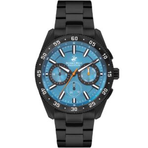 Beverly Hills Polo Club Men's watch,Blue Dial, Black Stainless Steel Strap, Wrist Watch,BP3409X.690