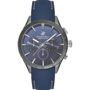 Beverly Hills Polo Club Men's watch,Blue Dial, Blue Leather Strap Wrist Watch, BP3251X.099