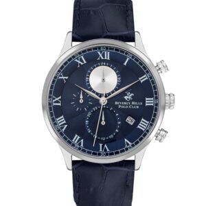 Beverly Hills Polo Club Men's watch,Dark Blue Dial, Dark Blue Leather Strap Wrist Watch, BP3371X.399