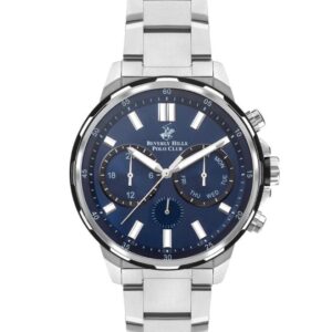 Beverly Hills Polo Club Men's watch,Dark Blue Dial, Silver Stainless Steel Strap, Wrist Watch,BP3403X.390