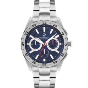 Beverly Hills Polo Club Men's watch,Dark Blue Dial, Silver Stainless Steel Strap, Wrist Watch,BP3409X.390