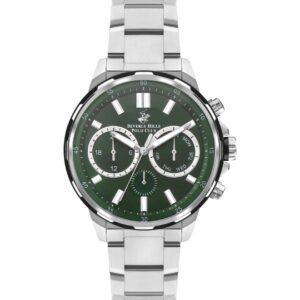 Beverly Hills Polo Club Men's watch,Green Dial, Silver Stainless Steel Strap, Wrist Watch,BP3403X.370