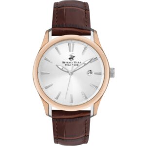 Beverly Hills Polo Club Men's watch,Silver Dial, Brown Leather Strap, Wrist Watch,BP3410X.432