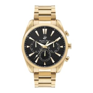 Beverly Hills Polo Club Men'swatch, Black Dial, Gold Stainless Steel Strap, Wrist Watch,BP3336X.150