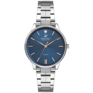 Beverly Hills Polo Club Women's Analog Watch, Blue Dial & Silver Stainless Steel Strap, BP3230X.390