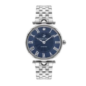 Beverly Hills Polo Club Women's Analog Watch, Navy Blue Dial & Silver Stainless Steel Strap, BP3335X.390