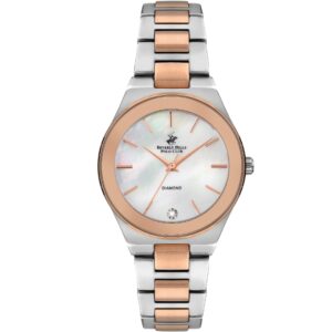 Beverly Hills Polo Club Women's Analog Watch, Pearl Dial & Rose Gold Stainless Steel Strap, BP3229X.520