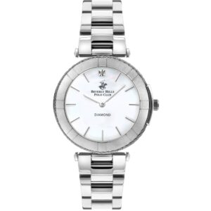 Beverly Hills Polo Club Women's Analog Watch, Pearl Dial & Silver Stainless Steel Strap, BP3333X.320