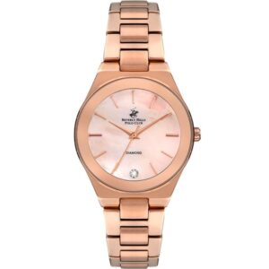 Beverly Hills Polo Club Women's Analog Watch, Rosegold Dial & Rosegold Stainless Steel Strap, BP3229X.410