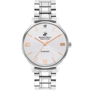 Beverly Hills Polo Club Women's Analog Watch, Silver Dial & Silver Stainless Steel Strap, BP3230X.330