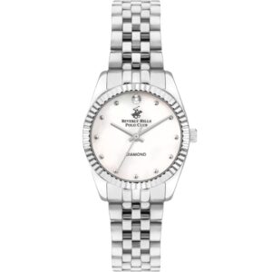 Beverly Hills Polo Club Women's Analog Watch, White Dial & Silver Metal Strap, BP3295X.320