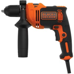 Black+Decker, Single Gear Hammer Drill with 4 Drill Bits in Kitbox, BEH710K-GB