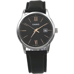 Casio, Men's Watch Analog, Black Dial Black Leather Band, MTP-V002L-1B3UD