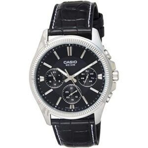 Casio Men's Watch Analog, Black Dial Black Leather Strap, MTP-1375L-1AVDF